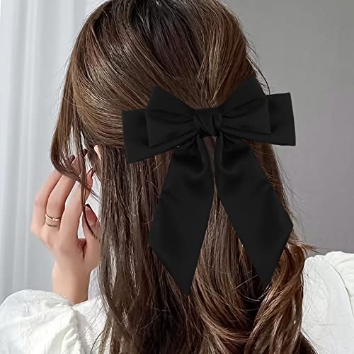 Mekane svilene kopče za kosu s velikim lukom za žene djevojke crni ljetni držač za konjski rep odjeća za povratak u školu poklon kravata