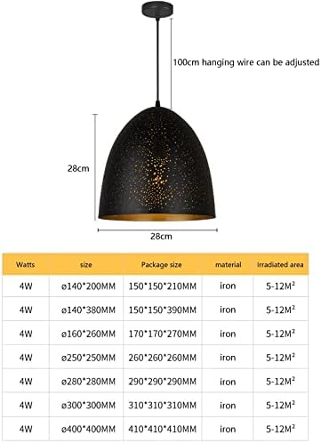 LED Svjetlovi izvora luster Moderni crni lusterski rasvjetni učvršćivanje s željeznom šupljinom, industrijskom visećom svjetiljkom