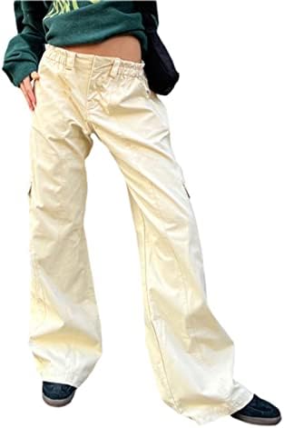 Miashui duge hlače za žene žene s niskim strukom vrećastih teretnih hlača Estetska izvlačenja labave ženske hlače za ljeto