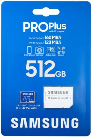 Memorijska kartica Samsung 512GB Pro Plus microSDXC za telefon Samsung Galaxy Note 20 Ultra, Note 10+, Note 10 Lite Note 9, Note 8