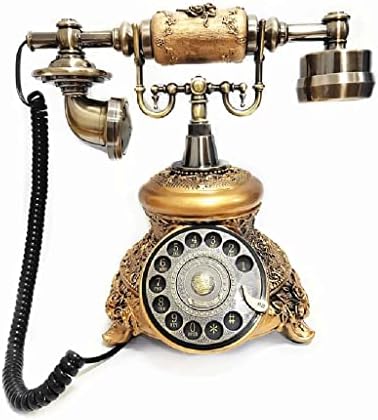 WYFDP ANTIQUE ZLATNI KOLE Telefon retro vintage rotacijski broj za biranje telefona s redilom, bez ruku, ukras kućnog ureda