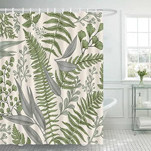 Cyrekud 72 x 72 kadulja zeleni listovi zavjesa za tuširanje Moderna biljka set kupaonice Botanički estetski kupati