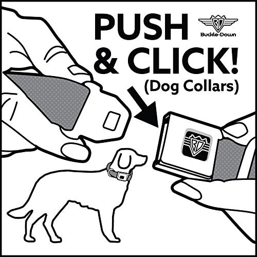 Ogrlica za pse, kopča sigurnosnog pojasa s logotipom, ponavljajuća vruća ružičasta, Crna, širina od 9 do 15 inča, 1,0 inča